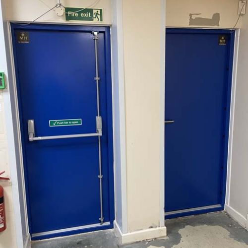 Blue Metal Hinged Doors